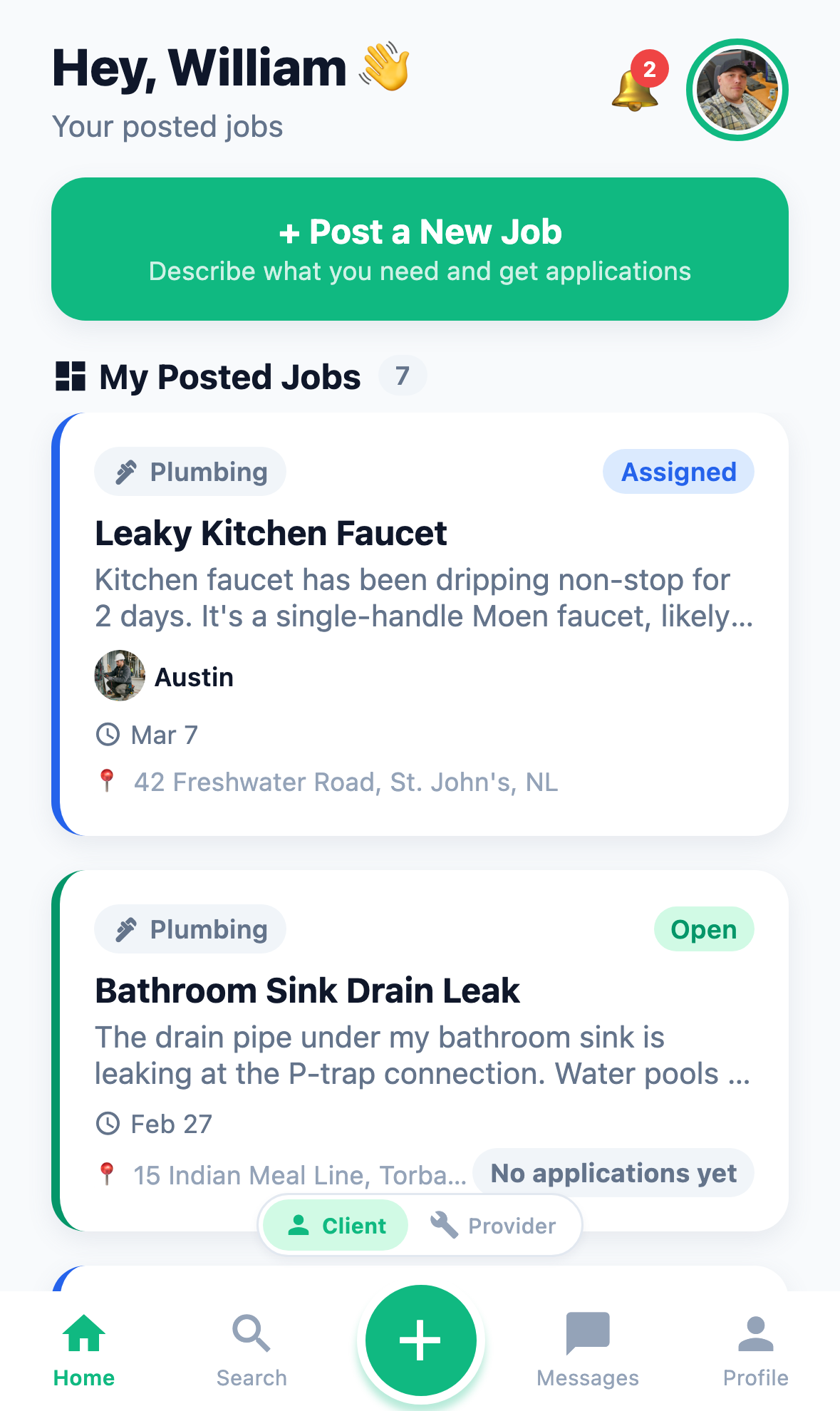 GigGalaxy Client Home